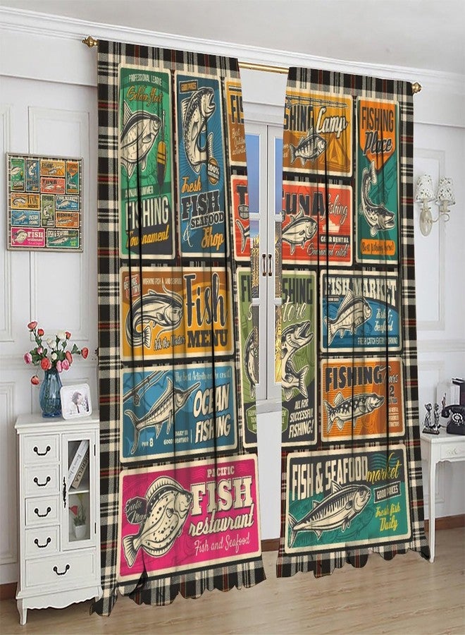 YSWOW Fish Curtains Rustic Cabin Hunting Fishing Art Printed Blackout Window Drapes for Bedroom Living Room Kitchen Decor Fabric Set 2 Panel 42x45 Inch 30% Shading Rate - Image 5